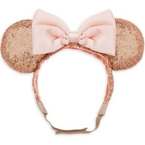 Disney World Parks Rose Gold Sequin Minnie Mouse Ears Headband